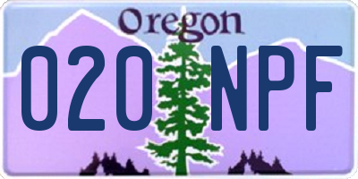 OR license plate 020NPF