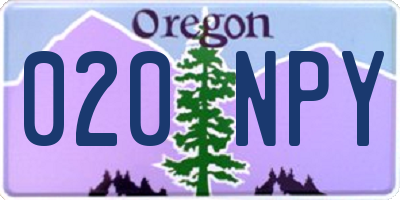 OR license plate 020NPY