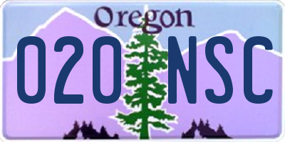 OR license plate 020NSC