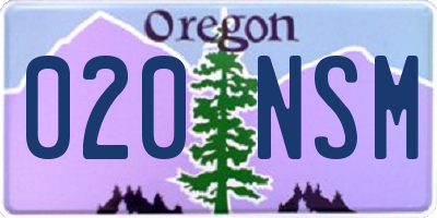 OR license plate 020NSM