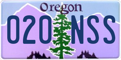 OR license plate 020NSS