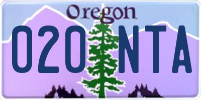 OR license plate 020NTA