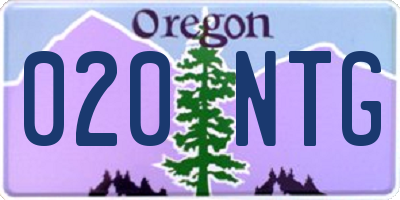 OR license plate 020NTG