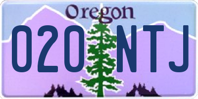 OR license plate 020NTJ