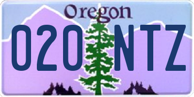 OR license plate 020NTZ