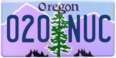 OR license plate 020NUC