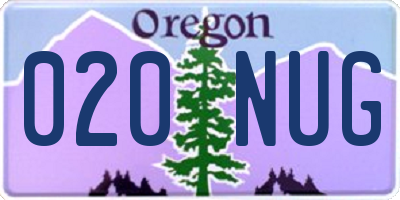 OR license plate 020NUG