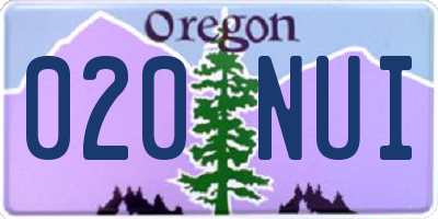 OR license plate 020NUI