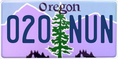 OR license plate 020NUN