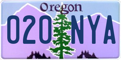 OR license plate 020NYA