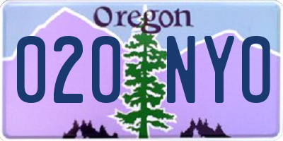 OR license plate 020NYO