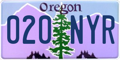 OR license plate 020NYR