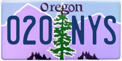OR license plate 020NYS