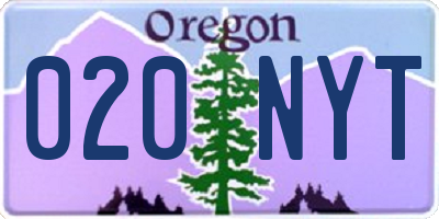 OR license plate 020NYT
