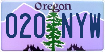 OR license plate 020NYW