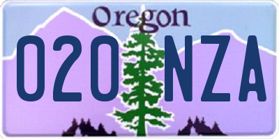 OR license plate 020NZA