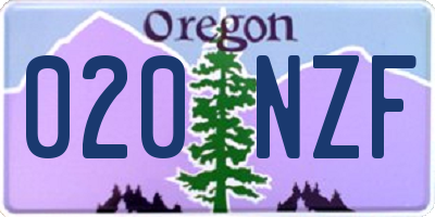 OR license plate 020NZF
