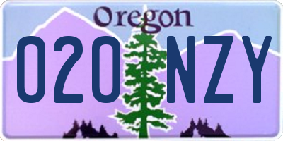 OR license plate 020NZY