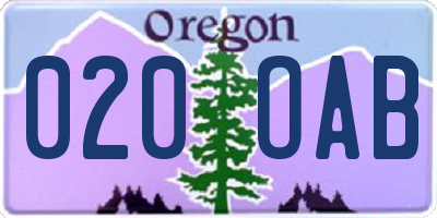 OR license plate 020OAB