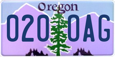 OR license plate 020OAG