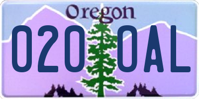 OR license plate 020OAL