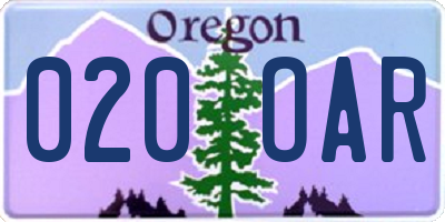 OR license plate 020OAR