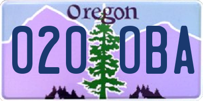 OR license plate 020OBA