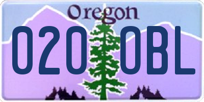 OR license plate 020OBL