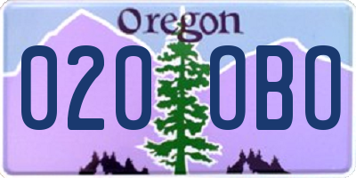 OR license plate 020OBO