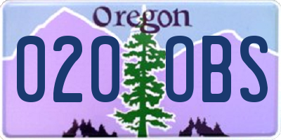 OR license plate 020OBS
