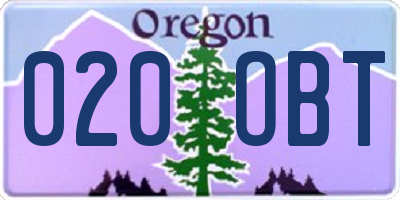 OR license plate 020OBT