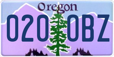 OR license plate 020OBZ