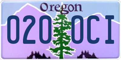 OR license plate 020OCI