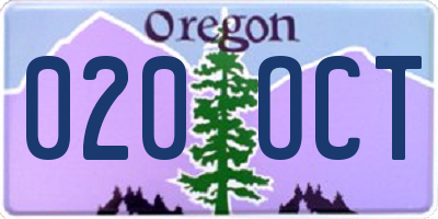 OR license plate 020OCT