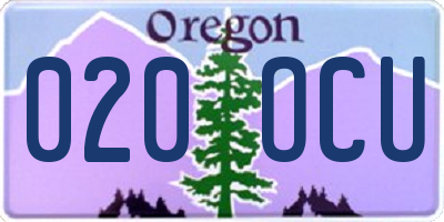 OR license plate 020OCU