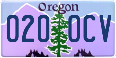 OR license plate 020OCV