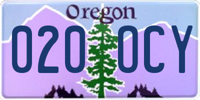 OR license plate 020OCY