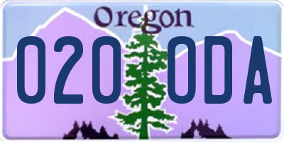 OR license plate 020ODA