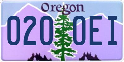 OR license plate 020OEI