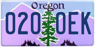 OR license plate 020OEK