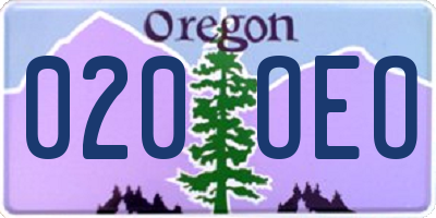 OR license plate 020OEO