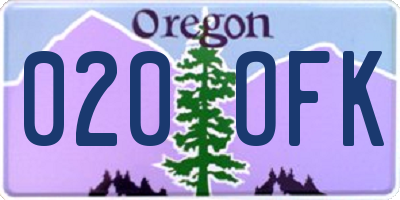 OR license plate 020OFK