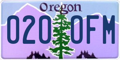 OR license plate 020OFM