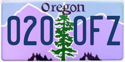 OR license plate 020OFZ