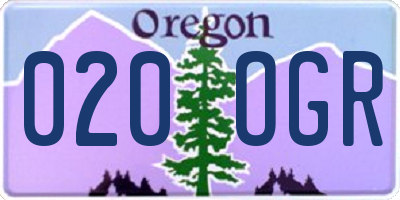 OR license plate 020OGR