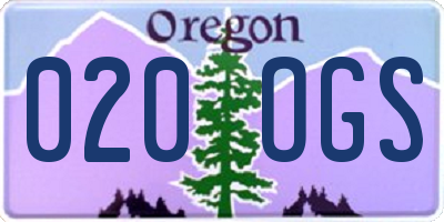 OR license plate 020OGS