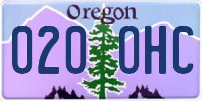 OR license plate 020OHC