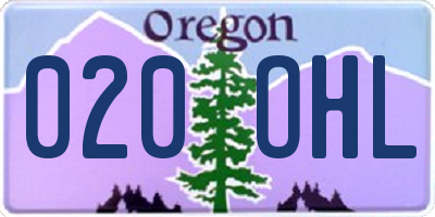 OR license plate 020OHL