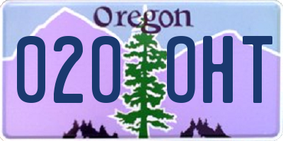 OR license plate 020OHT