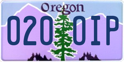 OR license plate 020OIP